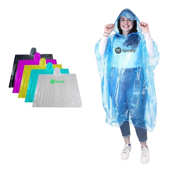 Disposable Rain Poncho With Hood - Disposable Rain Poncho With Hood - Image 0 of 1