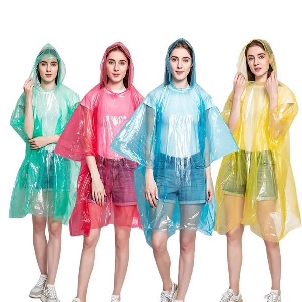 Disposable Rain Poncho With Hood - Disposable Rain Poncho With Hood - Image 1 of 1