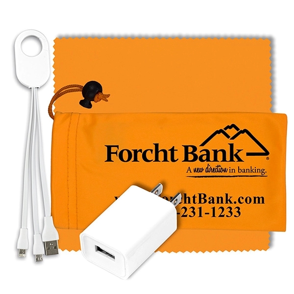 Mobile Tech Wall Charging Kit in Microfiber Cinch Pouch - Mobile Tech Wall Charging Kit in Microfiber Cinch Pouch - Image 7 of 14