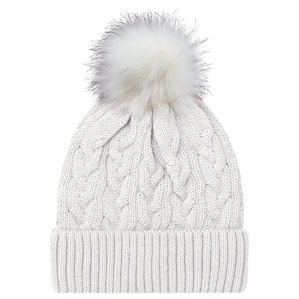 Cuff Toque w Faux Fur PomPom 12cm - Cuff Toque w Faux Fur PomPom 12cm - Image 11 of 18