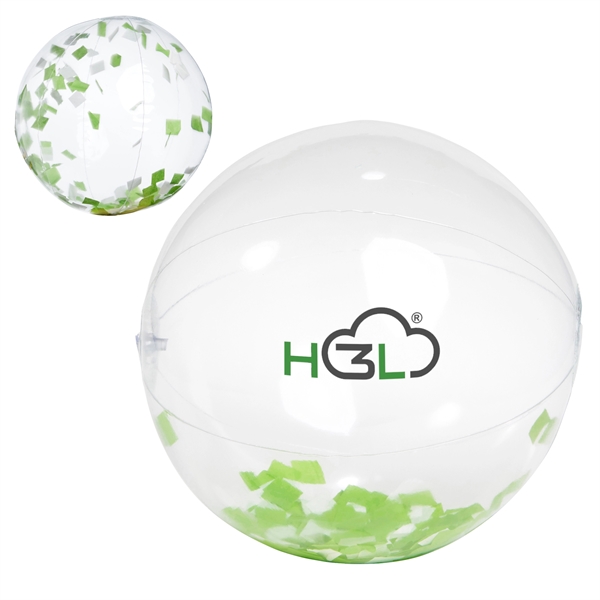 16" Green And White Confetti Filled Clear Beach Ball - 16" Green And White Confetti Filled Clear Beach Ball - Image 4 of 4