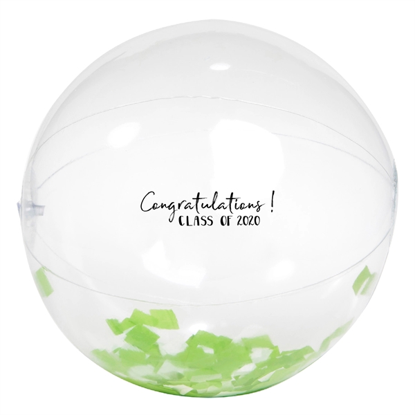 16" Green And White Confetti Filled Clear Beach Ball - 16" Green And White Confetti Filled Clear Beach Ball - Image 1 of 4