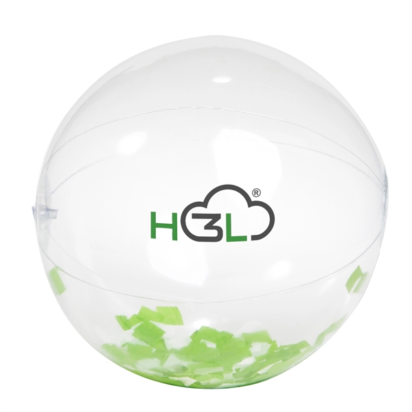 16" Green And White Confetti Filled Clear Beach Ball - 16" Green And White Confetti Filled Clear Beach Ball - Image 2 of 4