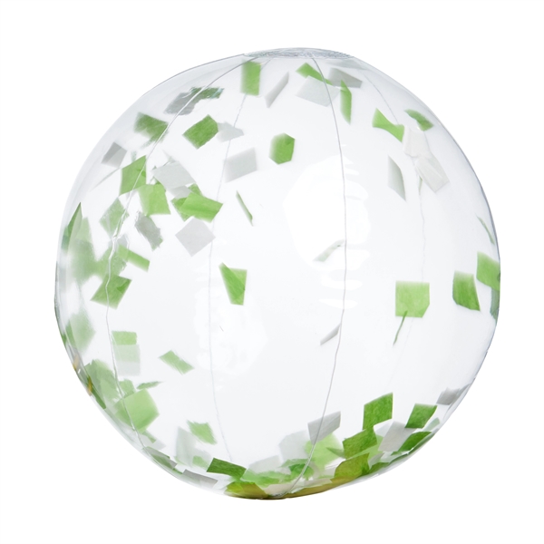 16" Green And White Confetti Filled Clear Beach Ball - 16" Green And White Confetti Filled Clear Beach Ball - Image 3 of 4