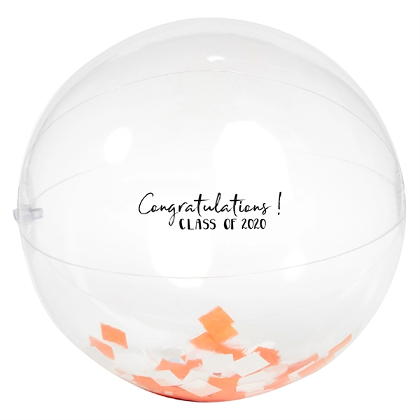 16" Orange And White Confetti Beach Ball - 16" Orange And White Confetti Beach Ball - Image 1 of 3