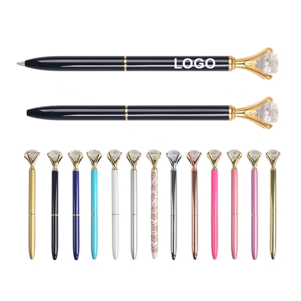 Big Diamond Crystal Metal Ballpoint Pen - Big Diamond Crystal Metal Ballpoint Pen - Image 0 of 1