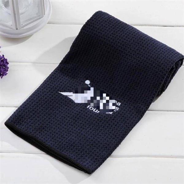 Microfiber Waffle Weave Golf Towel With Grommet And Hook - Microfiber Waffle Weave Golf Towel With Grommet And Hook - Image 3 of 4