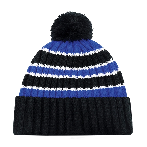 Stripe Chunky Knit Cuff Toque with Pompom - Stripe Chunky Knit Cuff Toque with Pompom - Image 4 of 8