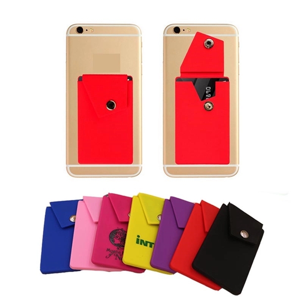 Silicone Phone Wallet Stand with Button Pocket - Silicone Phone Wallet Stand with Button Pocket - Image 2 of 3