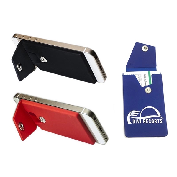 Silicone Phone Wallet Stand with Button Pocket - Silicone Phone Wallet Stand with Button Pocket - Image 3 of 3