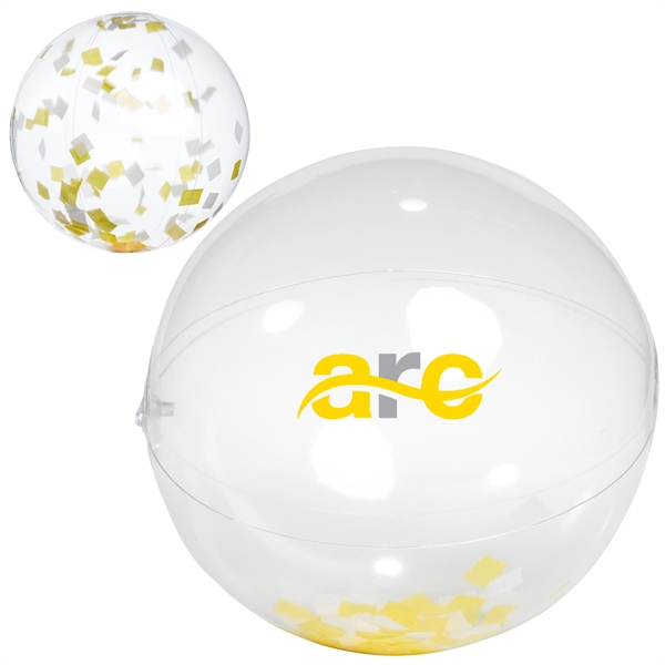 16" Yellow and White Confetti Beach Ball - 16" Yellow and White Confetti Beach Ball - Image 4 of 4