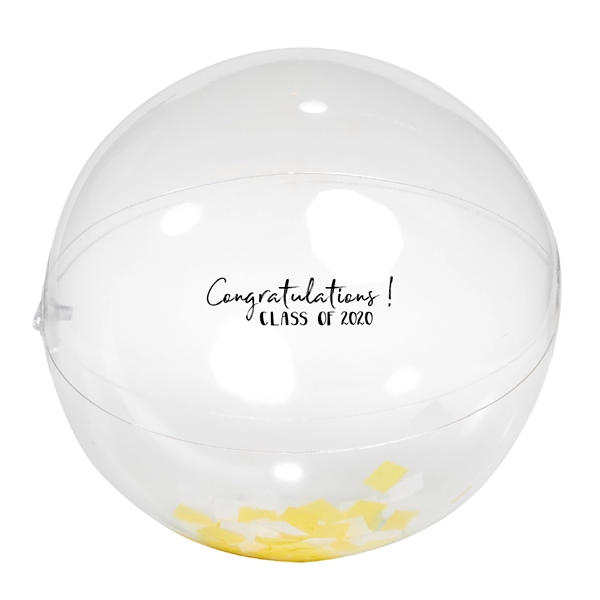 16" Yellow and White Confetti Beach Ball - 16" Yellow and White Confetti Beach Ball - Image 1 of 4