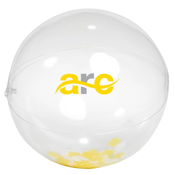 16" Yellow and White Confetti Beach Ball - 16" Yellow and White Confetti Beach Ball - Image 2 of 4