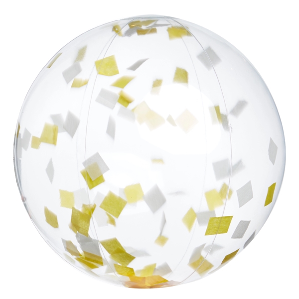 16" Yellow and White Confetti Beach Ball - 16" Yellow and White Confetti Beach Ball - Image 3 of 4