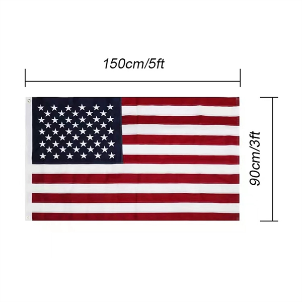American Flag With Embroidered Stars - American Flag With Embroidered Stars - Image 3 of 3