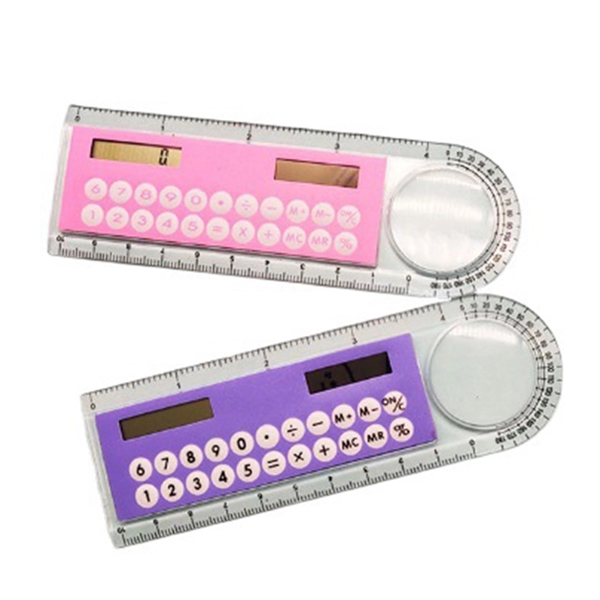 Mini Solar Transparent Ruler Calculator with Magnifier - Mini Solar Transparent Ruler Calculator with Magnifier - Image 1 of 1