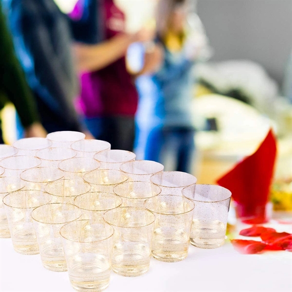 Disposable Gold Glitter Plastic Cups - Disposable Gold Glitter Plastic Cups - Image 2 of 3