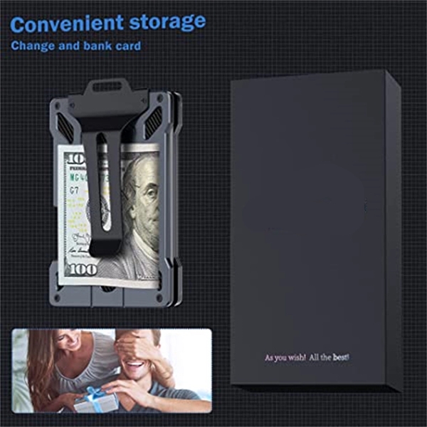 Slim Aluminum Metal Card Holder With Money Clip - Slim Aluminum Metal Card Holder With Money Clip - Image 2 of 3