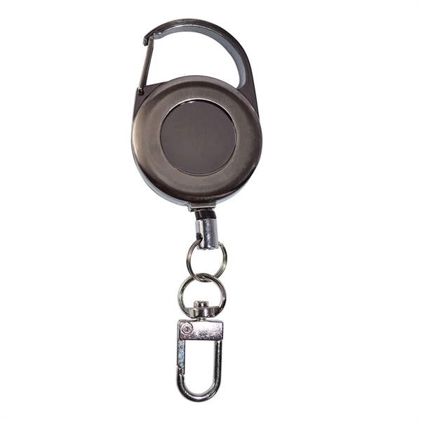 Outdoor Zinc Alloy Round Carabiner Badge Reel w/ Lobster - Outdoor Zinc Alloy Round Carabiner Badge Reel w/ Lobster - Image 2 of 4