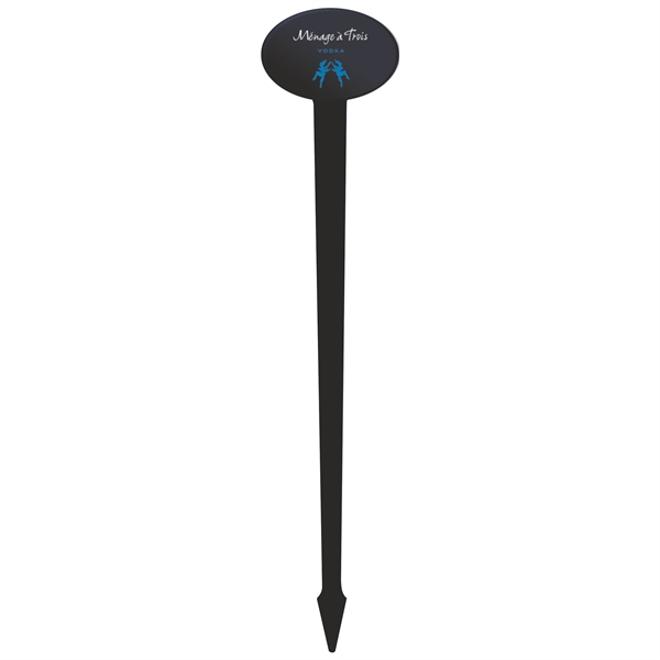 6" Oval Plastic Drink Stirrer - Black - 6" Oval Plastic Drink Stirrer - Black - Image 0 of 1