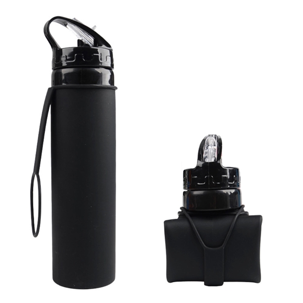 Large 27 OZ Portable Foldable Silicone Sports Water Bottle - Large 27 OZ Portable Foldable Silicone Sports Water Bottle - Image 8 of 12
