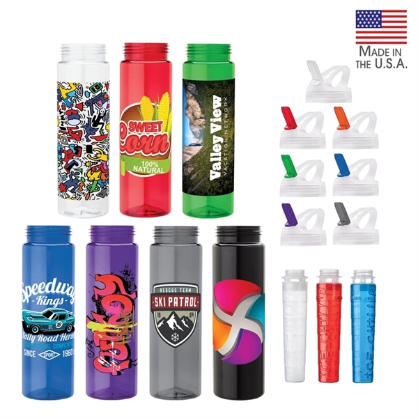 Newport 25 oz. PET Bottle with Flip Spout & Ice Stick