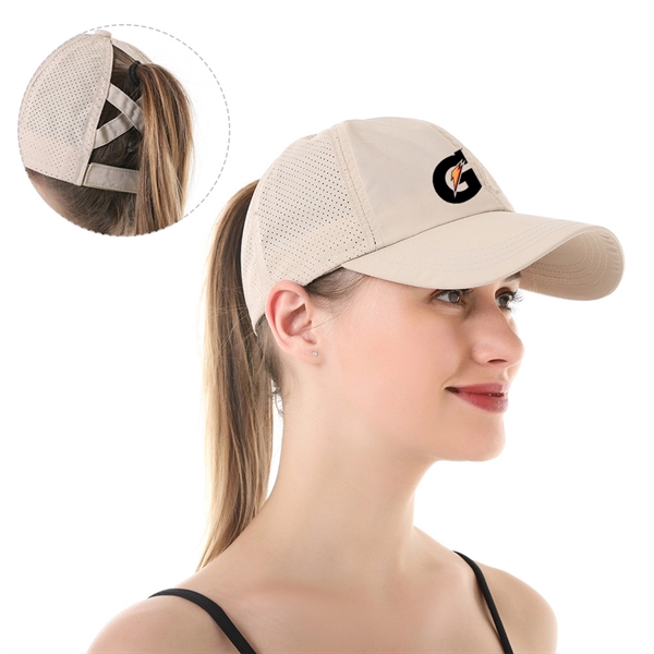 Breathable Ponytail Baseball Cap - Breathable Ponytail Baseball Cap - Image 0 of 2