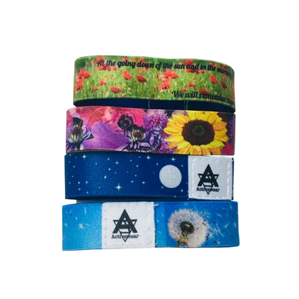 5/8" Sublimated Elastic Event Wristband w Customizable Woven - 5/8" Sublimated Elastic Event Wristband w Customizable Woven - Image 1 of 2