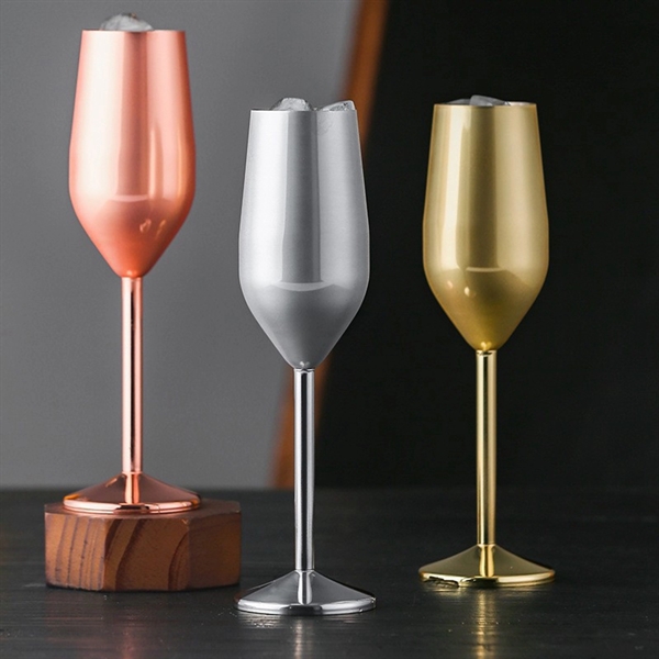 304 Stainless Steel Champagne Flute Rose Gold 200ML - 304 Stainless Steel Champagne Flute Rose Gold 200ML - Image 1 of 4