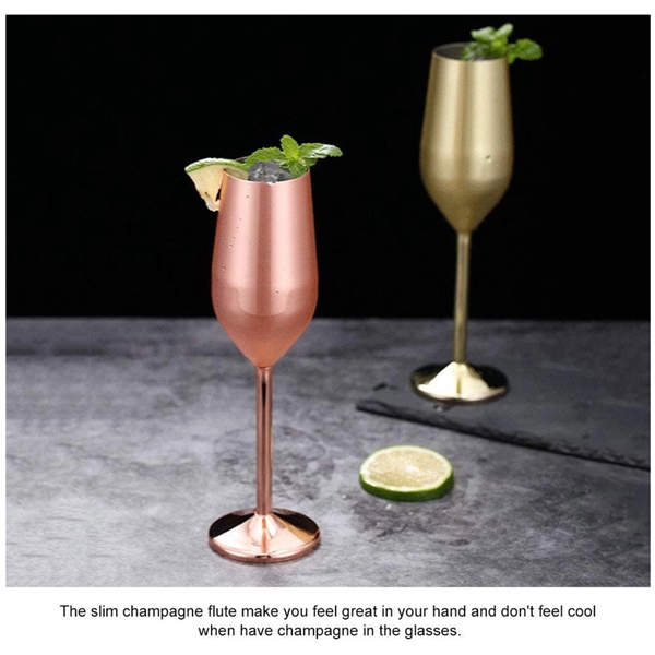 304 Stainless Steel Champagne Flute Rose Gold 200ML - 304 Stainless Steel Champagne Flute Rose Gold 200ML - Image 2 of 4