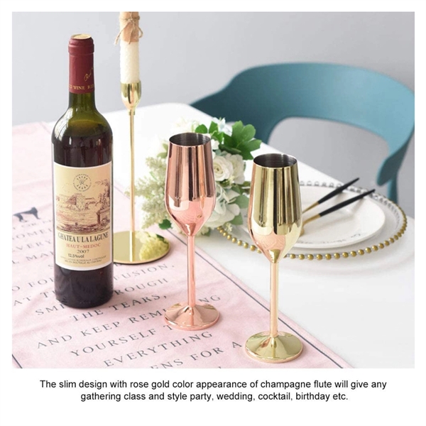 304 Stainless Steel Champagne Flute Rose Gold 200ML - 304 Stainless Steel Champagne Flute Rose Gold 200ML - Image 3 of 4
