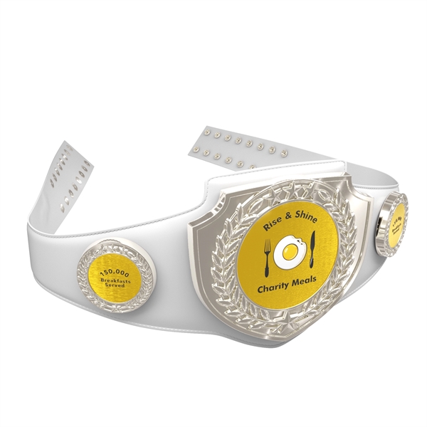 Vibraprint® Bright Silver Championship Shield Award Belt - Vibraprint® Bright Silver Championship Shield Award Belt - Image 1 of 25