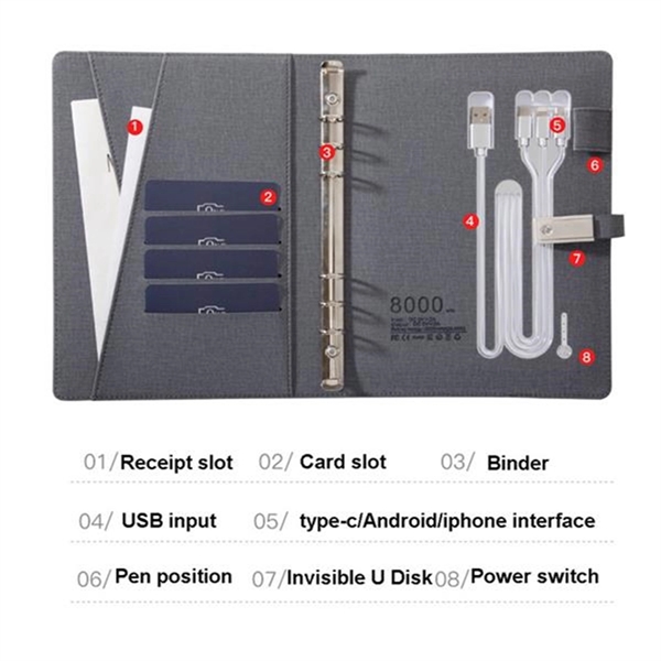 8000Mah Wireless Charging Notebook With 16Gb U Disk - 8000Mah Wireless Charging Notebook With 16Gb U Disk - Image 5 of 5