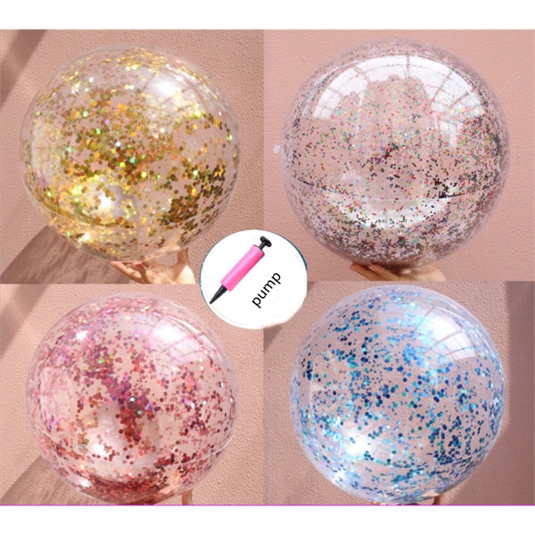 Sequin Filled Round Clear Beach Ball - Sequin Filled Round Clear Beach Ball - Image 1 of 1