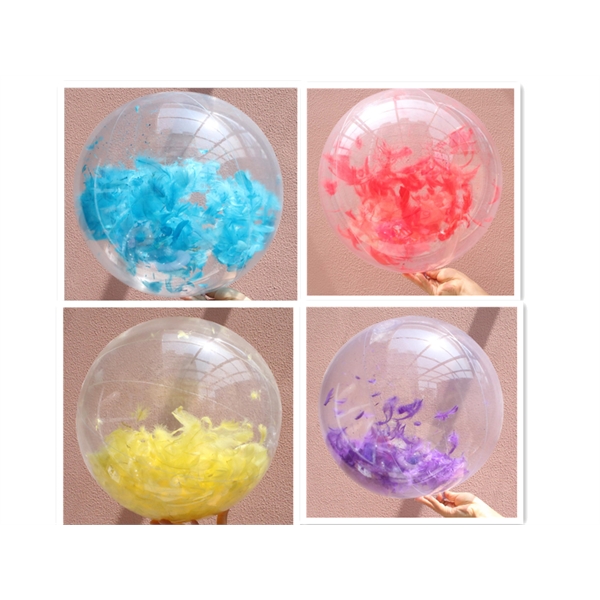 24"Transparent Beach Ball W/ Plumage - 24"Transparent Beach Ball W/ Plumage - Image 1 of 1