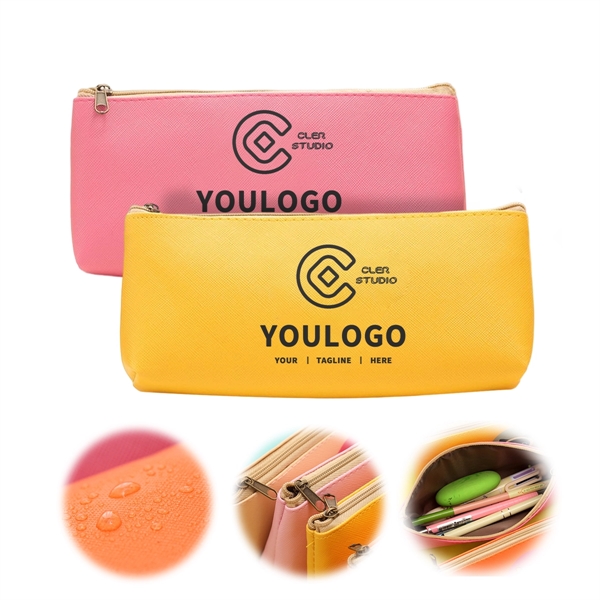 Solid Color PU Lattice Texture Stationery Bag Pencil Case - Solid Color PU Lattice Texture Stationery Bag Pencil Case - Image 1 of 1