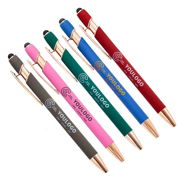 Color Chrome Retractable Ballpoint Pen with Screen Stylus