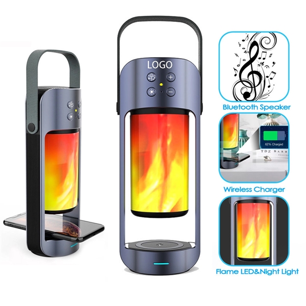 Bluetooth Speaker Flame Lamp With Wireless Charger - Bluetooth Speaker Flame Lamp With Wireless Charger - Image 0 of 6