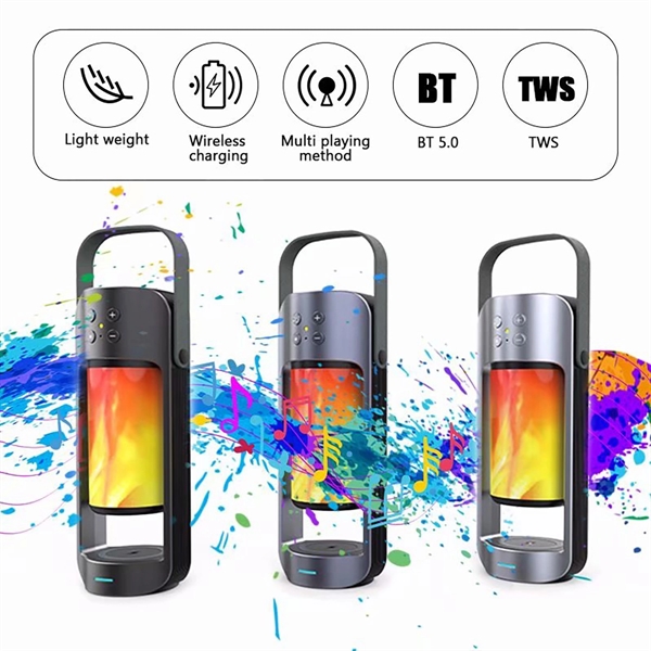 Bluetooth Speaker Flame Lamp With Wireless Charger - Bluetooth Speaker Flame Lamp With Wireless Charger - Image 1 of 6