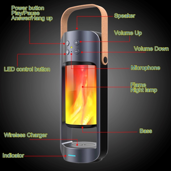 Bluetooth Speaker Flame Lamp With Wireless Charger - Bluetooth Speaker Flame Lamp With Wireless Charger - Image 3 of 6