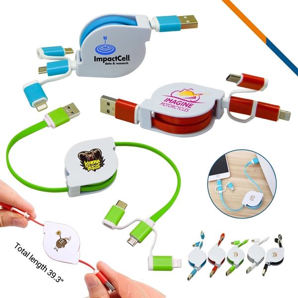 Retractable USB 3in1 Charging Cable - Retractable USB 3in1 Charging Cable - Image 0 of 3