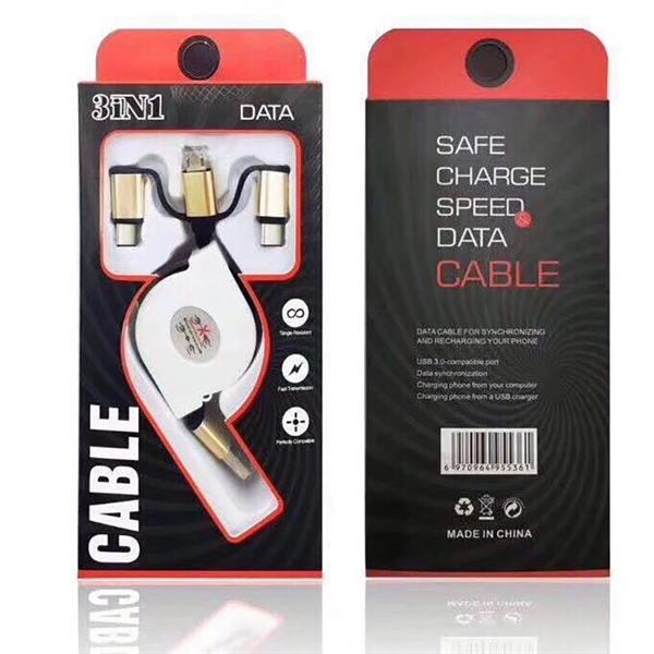 Retractable USB 3in1 Charging Cable - Retractable USB 3in1 Charging Cable - Image 2 of 3