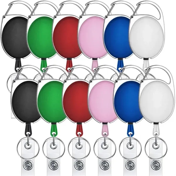 Retractable ID Badge Holder Carabiner w/Belt Clip/Key Ring - Retractable ID Badge Holder Carabiner w/Belt Clip/Key Ring - Image 0 of 1