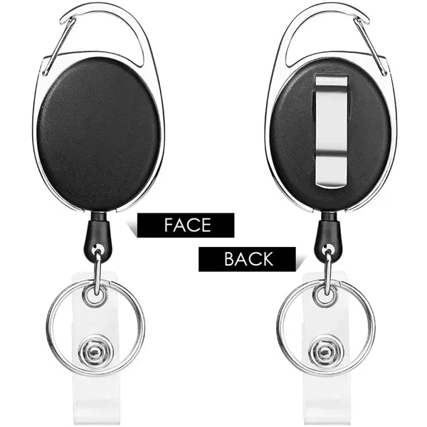 Retractable Badge Holder with Carabiner Reel Clip/Key Ring - Retractable Badge Holder with Carabiner Reel Clip/Key Ring - Image 1 of 1