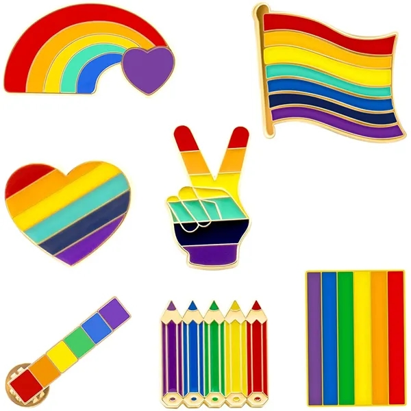 Rainbow Brooch Pride Heart Flag Label Pins - Rainbow Brooch Pride Heart Flag Label Pins - Image 0 of 1