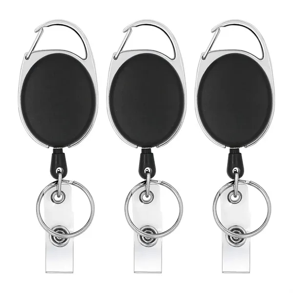 Retractable Badge Holder with Carabiner Reel Clip/Key Ring - Retractable Badge Holder with Carabiner Reel Clip/Key Ring - Image 0 of 1