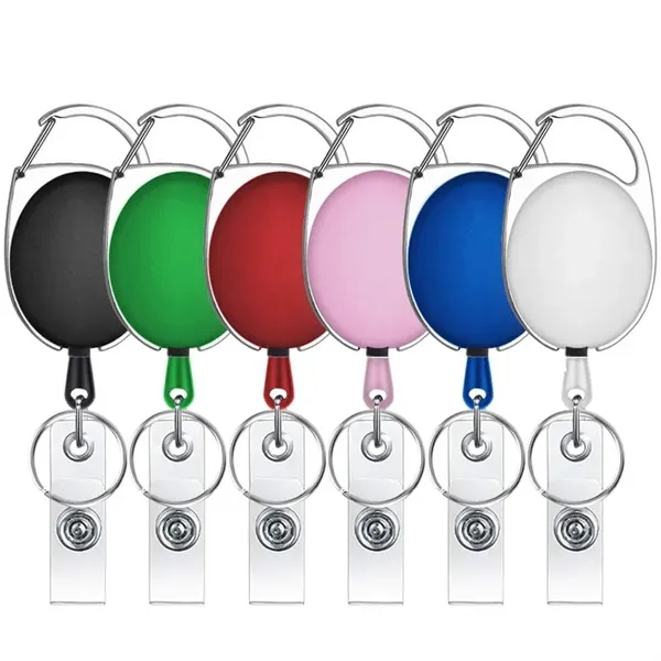Retractable ID Card Badge Holders with Carabiner Reel Clip - Retractable ID Card Badge Holders with Carabiner Reel Clip - Image 1 of 1