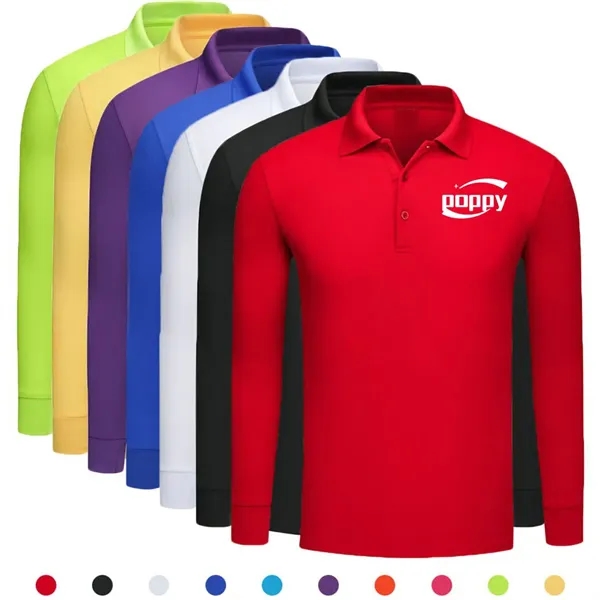 Unisex Long Sleeve Polo Shirt - Unisex Long Sleeve Polo Shirt - Image 0 of 1