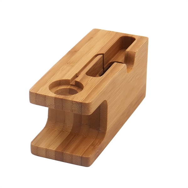 Bamboo Charging Station Wood Charge Dock - Bamboo Charging Station Wood Charge Dock - Image 2 of 5