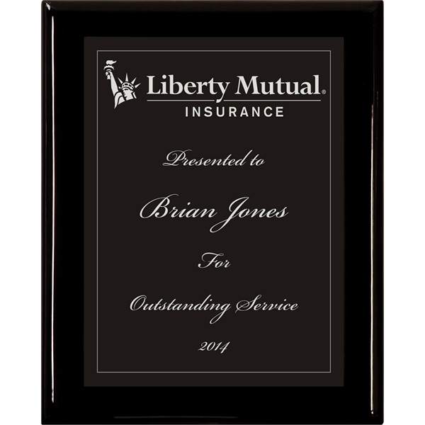 Black Piano Finish Wood Plaque w/Single Engraved Plate - Black Piano Finish Wood Plaque w/Single Engraved Plate - Image 6 of 14